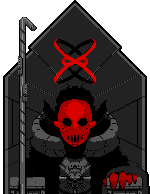 Vampire ruler seated on an ornate gothic throne